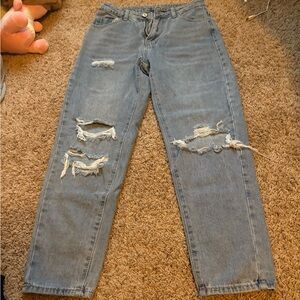 Distressed Blue Jeans